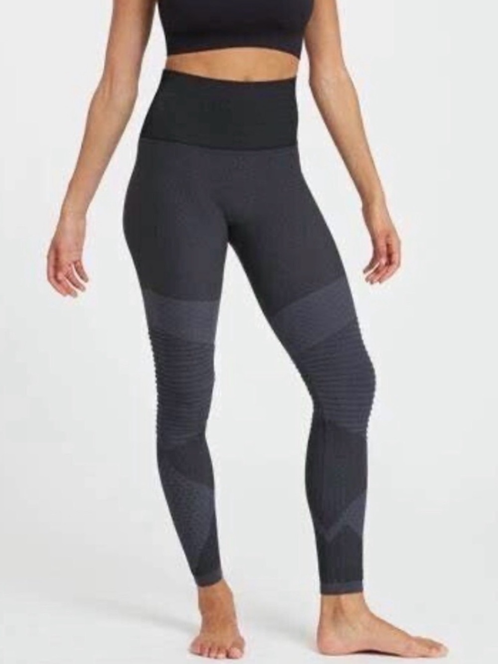 SPANX Look at Me Seamless Moto Charcoal Gray High-Rise Leggings XL